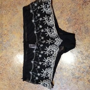 La Vie En Rose black mesh with front floral pattern cheeky panties
